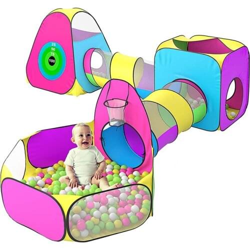 5 in 1 Portable Playhouse Pop up Tents Tunnels Baby Ball Pit With Darts Balls Kids Play Toy Tent Outdoor&Indoor for Boys Girls