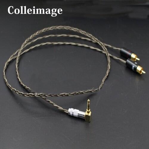 Colleimage Hifi Gold plated 90 degree 3.5mm to 2 RCA Jack socket Nordost Odin Siver-plated Audio Aux Cable