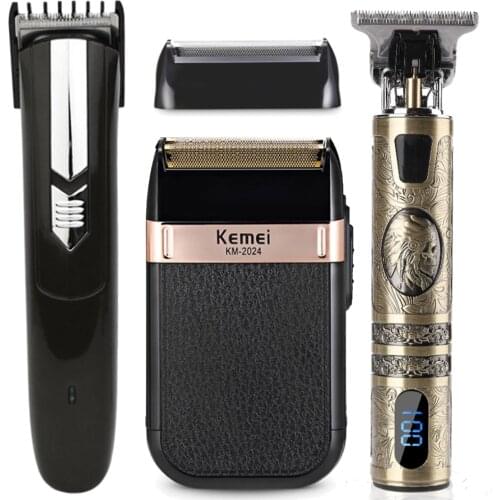 Professional Barber Hair Clipper Rechargeable Electric T-Outliner Finish Cutting Machine Beard Trimmer Shaver Cordless Corded