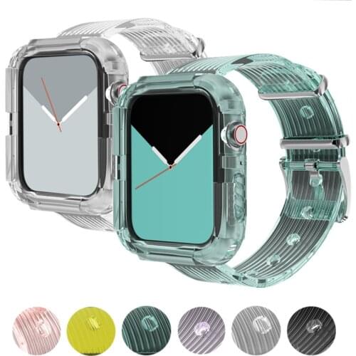 Silicone transparent strap for apple watch Band 5 4 3Strap 44mm 40mm 42mm 38mm sport for iwatch series 5 4 watchband Replacement