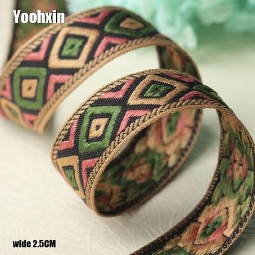 2.5CM Wide Luxury Embroidery brown flower lace fabric trim ribbon DIY sewing applique collar fringe wedding guipure dress decor