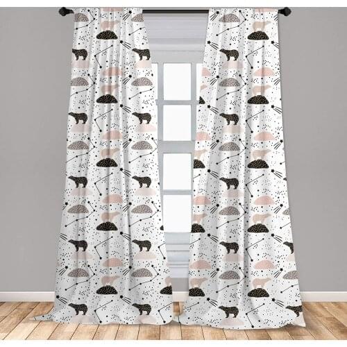 Constellation Curtains Polar Bear Silhouettes Boulders with Stars on Abstract Background Window Curtains for Living Room Bedroom