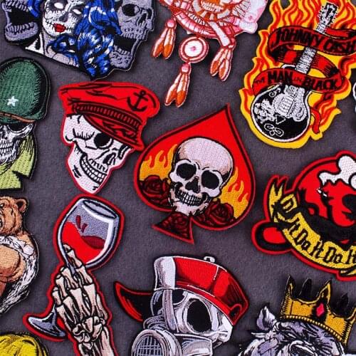 Hippie Rock Patches On Clothes Skull Patch Clothing Thermoadhesive Patches Iron On Patch For Clothing Punk Stripes Patch Sticker
