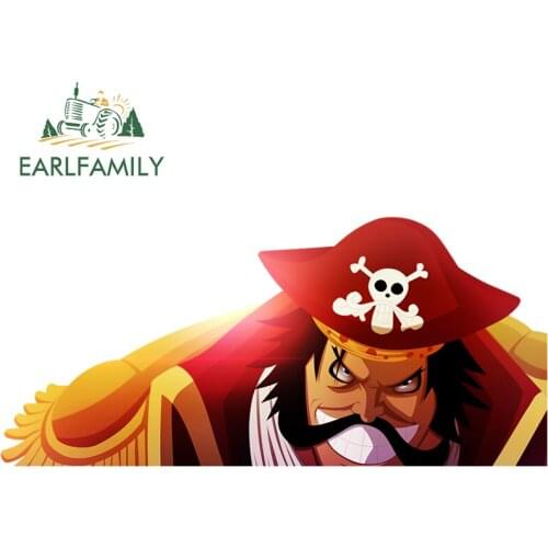 EARLFAMILY 13cm x 5.9cm for Anime Gol D Roger Car Stickers Waterproof Decal Occlusion Scratch Personality Window Vinyl Car Wrap