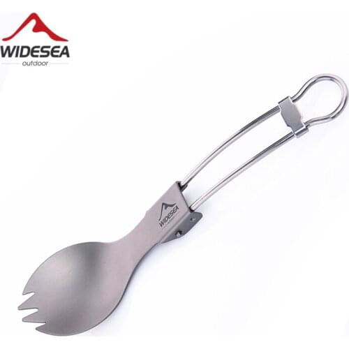 Widesea Camping Tableware Titanium Spoon Fork Set Picnic Cutlery Tourist Untenils Outdoor Cookware Kitchen Hiking Trekking