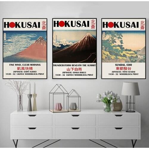 Japanese Hokusai Toto Sundai Exhibition Poster Wall Art Canvas Painting Volcanic Print Pictures Vintage Wall Bedroom Home Decor