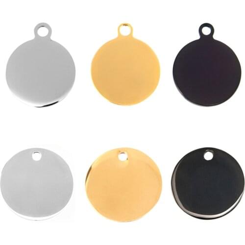 100% Stainless Steel Blank Circle Tag Charm For Engrave Metal Round Dog Tags Mirror Polished Wholesale 10pcs