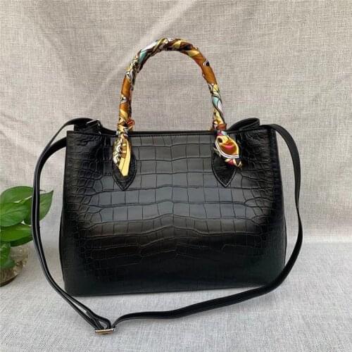 Authentic Crocodile Belly Skin Womens White Handbag Genuine Alligator Leather Female Scarf Totes Purse Lady Large Shoulder Bag