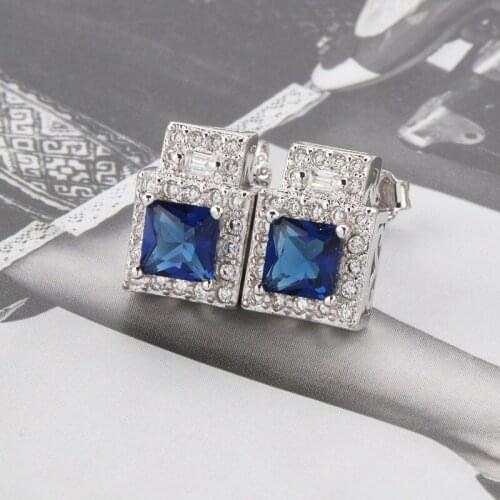 Buyee 925 Sterling Silver Classic Female Earring British Royal Palace Vintage Luxury Crystal Earring for Women Wedding Jewelry