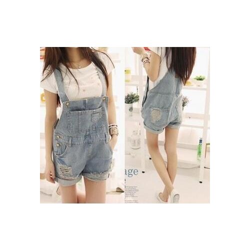 AQ68 Macacao Feminino Women Bodysuit Jeans Jumpsuit Girls Washed Jeans Denim Casual Hole Jumpsuit Romper Overalls