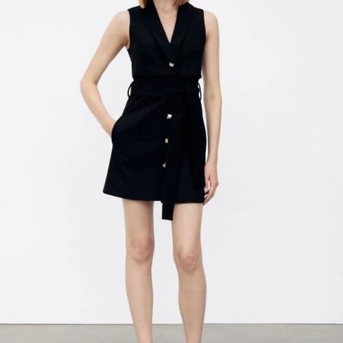 ZXQJ Women 2021 Fashion With Belt Single Breasted Wrap Waistcoat Vintage Sleeveless Jetted Pockets Female Vest Coat Mujer