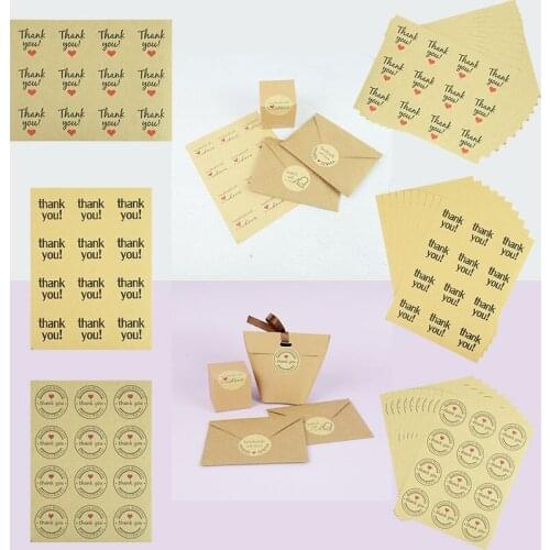 10 sheet 120 pcs Round Natural Kraft Thank You Gift envelope seal sticker decorations Sticker Wedding party gift tags for guests