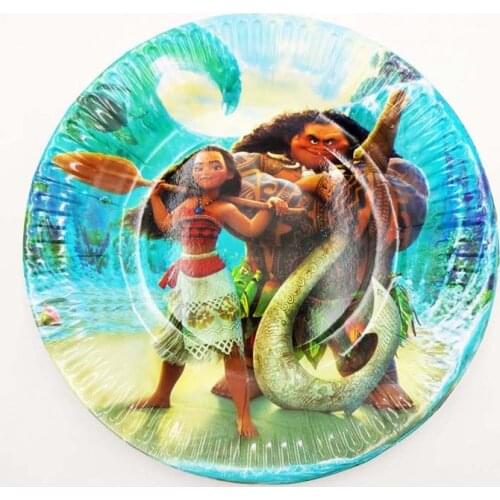 10pc 7inch Moana disposable plates children party supplies carton theme kids funny Birthday Party Decoration Moana