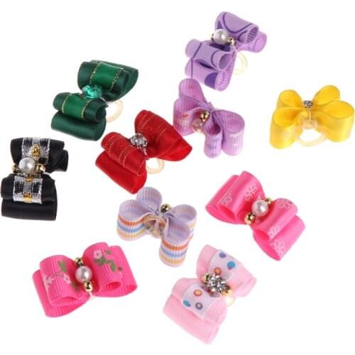 T84E 10 Pcs Pet Hair Clip Bow Knot Grooming Headdress Dog Cat Decoration Accessories