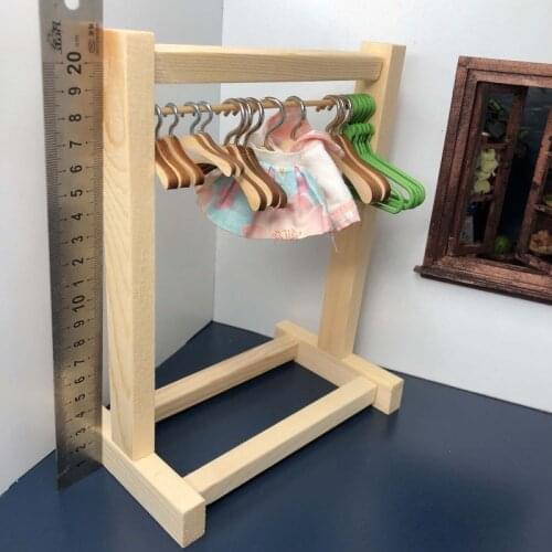 10Pcs Practical Non-Slip Wooden Dolls Clothes Hangers Coat Dress Jacket Organization Shelf Doll Accessories J60B