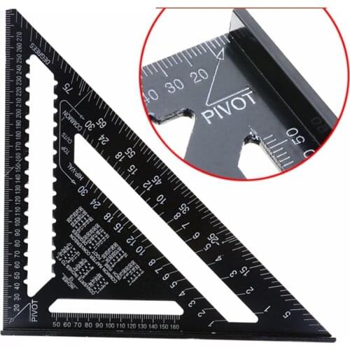 12 inch Black Tri-square Ruler Aluminium Roofing Rafter Angle Frame For Measuring Carpenter Tools