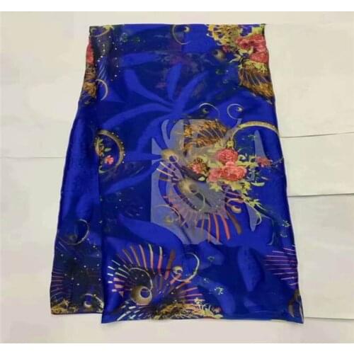 2020 Latest Fashion Design African Soft Silk Fabric For Garment Neat Embroidery On The Material Silk Fabric 5 Yards! LXFN11131
