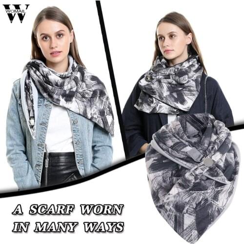 2020 Scarf Women Fashion Print Button Soft Wrap Casual Winter Warm Scarves Triangle Shawls Wrap Pashmina bandana Cashmere scarf