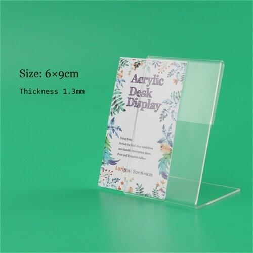 60*90MM 50 pcs acrylic desk table tablet stands sign clip name card showing stand price list label menu tag holder stand