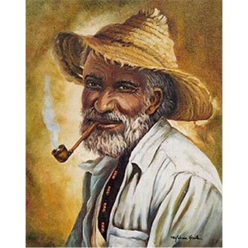 DIY 5D Diamond Painting Cross Stitch Pattern Full Diamond Embroidery Mosaic Old man smoking rhinestones Painting Home Decor