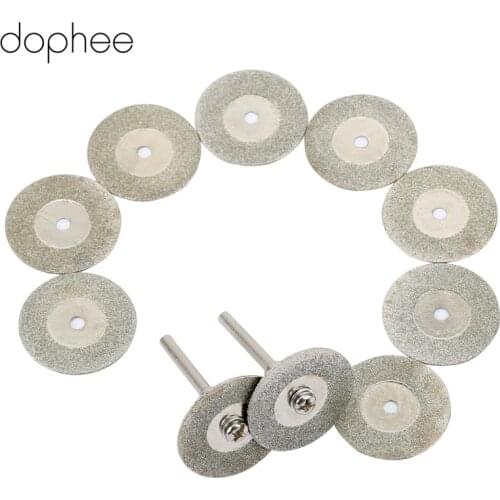 Dophee 10PCS Rotary Diamond Cutting Dremel Drills Tools25mm Diameter Sharp Diamond Cutting Tool Discs +2x 38mm Arbor Shaft