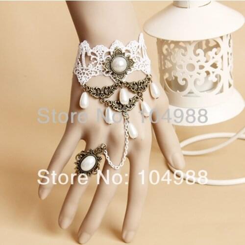 NEW ARRIVAL BR-281 WHITE LACE IMITATION PEARLS BRACELET JEWELRY