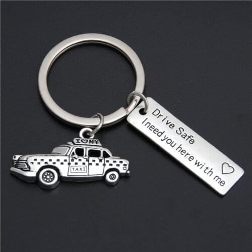 1pc Personlized Keychains Drive Safe Ride Safe Taxi Car Charms Engraved Key Chains Husband Boyfriend Dad Gift I Need You E1901
