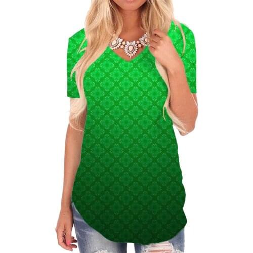 Giyu Brand Geometry T Shirt Women Abstract V-neck Tshirt Psychedelic Funny T shirts Green Shirt Print Womens Clothing Hip hop