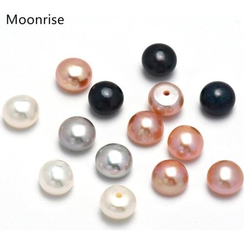 3-10mm White Half Drilling Drill Freshwater Pearls Button Stone Beads for Jewelry Making Loose Beads 3-5Pairs