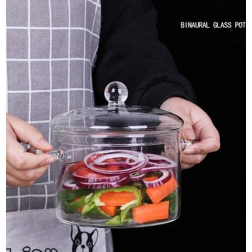 Household Transparent Glass Soup Pot Kitchen Heat-resistant Porridge Pot Home Glass Bowl Kitchen Cooking Tools