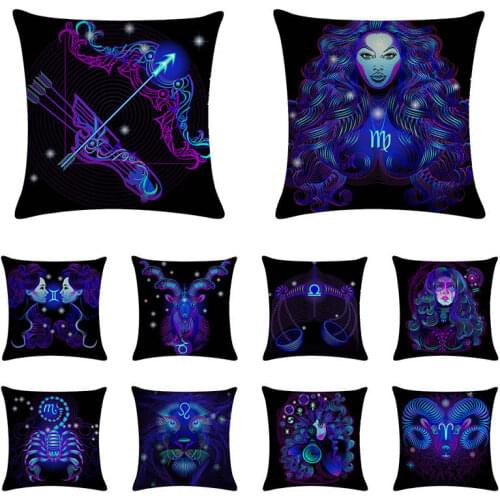 Twelve constellation three-dimensional pattern cushion cover Scorpio pillow cover linen sofa decoration pillow cover 45x45cm