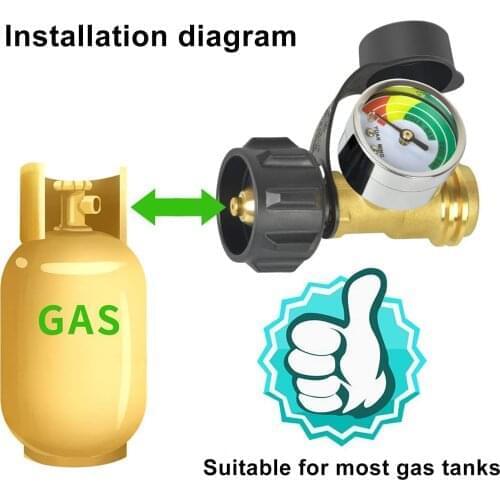 Propane Gauge POL Connection Accurate Propane Meter BBQ Pressure Valve Propane Tank Pressure Test Instrument Tools