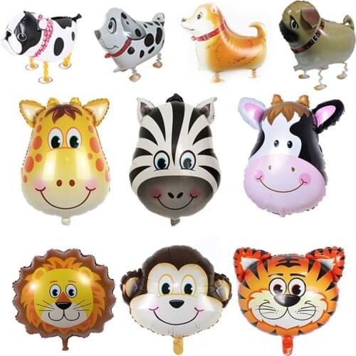 Walking Animal Foil Balloons Birthday Party Decorations Kids Bulldog Giraffe Helium Balls Baby Shower Animal Jungle Party Ballon