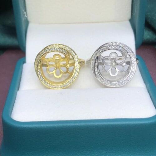 Classical Hot 925 Sterling Silver Adjustable Ring Settings Findings Mountings Parts for Beads Stones Pearls, 5pcs/lot