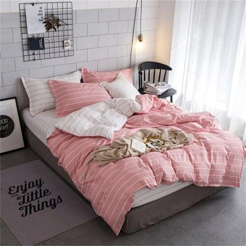 Pink Striped Printed Bedding Set Fashion Simple Girl Bedding Collection Home Textile Bed Duvet Cover