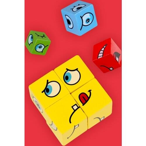 Building block magic face kids education toy logical thinking gift wooden expression puzzle