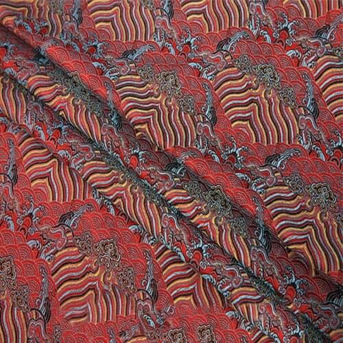 Red wind style jacquard tapestry satin 3D jacquard brocade fabric for dress cushion cover curtain table patchwork by meter