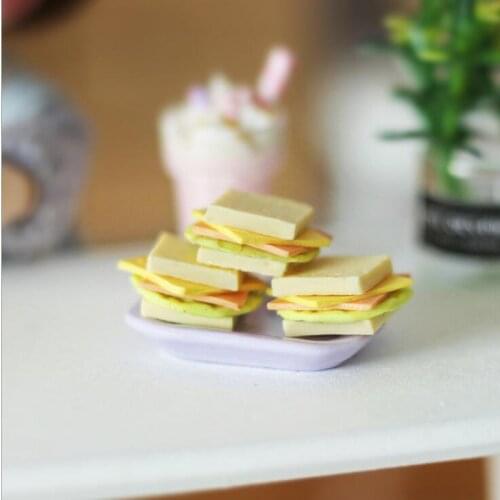 1/12 Scale Miniature Dollhouse Simulation Mini Sandwiches Pretend Play food for ob11 bjd,blyth Doll Kitchen Furniture Accessorie