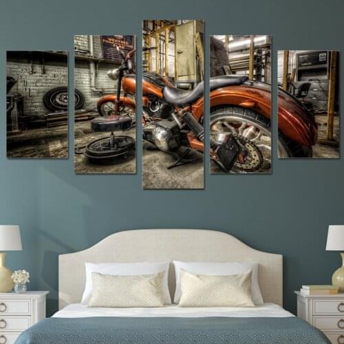 Modular Painting Canvas Wall Art Pictures Home 5 Panel Motorcycle Decoration For Living Room Modern HD Print Poster Frame