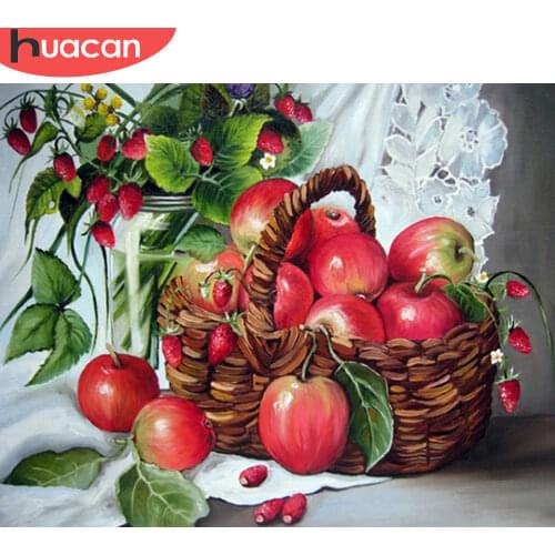 HUACAN 5D DIY Full Square Diamond Painting Fruit Diamond Embroidery Apple Rhinestone Of Picture Cross Stitch Decoration