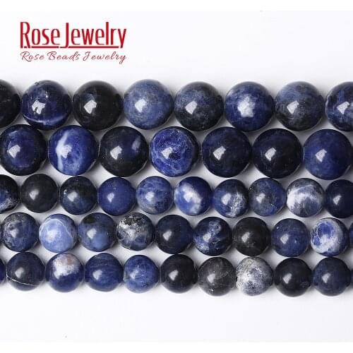 Natural Stone Deep Blue Sodalite Round Loose Beads 15" Strand 4 6 8 10 12 MM Pick Size For Jewelry Making Bracelet