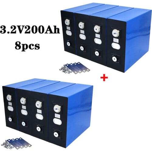 2021 NEW 8PCS 3.2V 200Ah lifepo4 Battery pack12V400Ah 24V200AH cell Lithium-Iron Phosphate solar EU US Russia delivery tax free