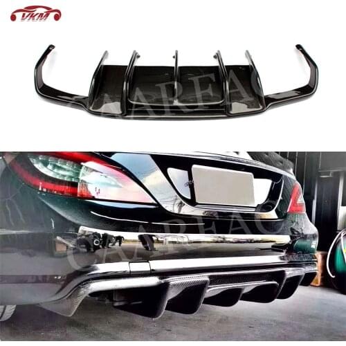 Carbon Fiber Rear Bumper Lip Diffuser For Mercedes Benz CLS Class W218 CLS63 AMG 2011 2012 2013 2014 Fins Shark Style Diffuser