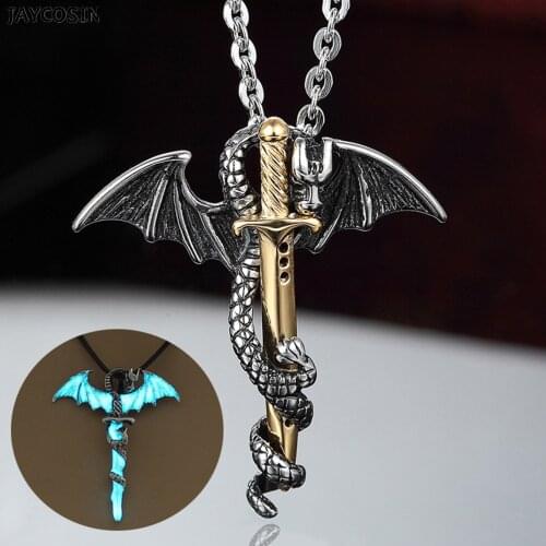 Necklace Jewelry Domineering Luminous Pterodactyl Necklace Boy Fashion Luminous Necklace Atmosphere Mens Necklace Gift Fashion