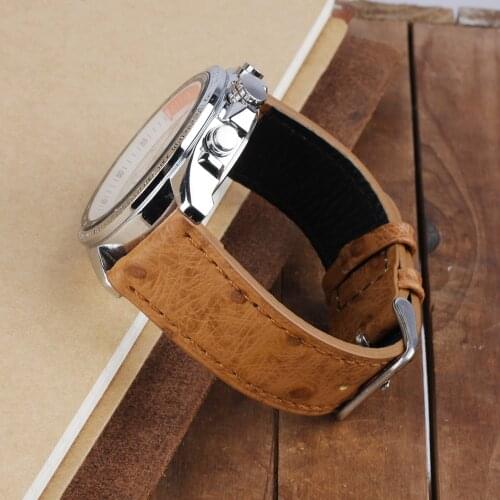 Onthelevel Genuineleather retro ostrich pattern 18-22mm Genuine Leather Watchbands Yellow/Red/Black Matte Leather Watch Straps