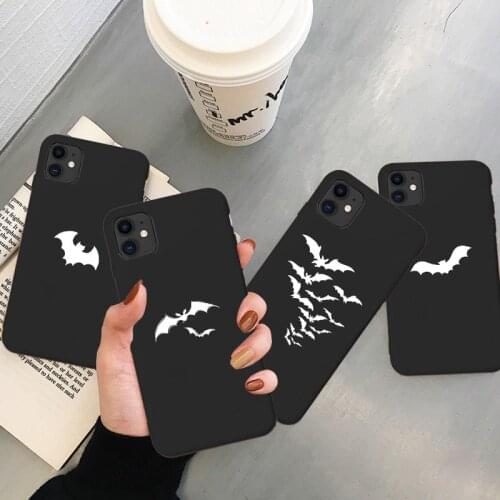 Rubber Silicone Phone Cover Case For iPhone 6 6S 7 8 PLUS X XS MAX XR 12 11 Pro Max SE2020 Goth Vampire Bat Gothic Grunge Black