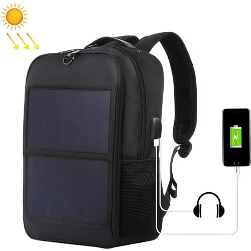 Solar Backpack 14W Laptop Double USB Charging Port Hiking Bag Water Resistant Bookbag Daypack School