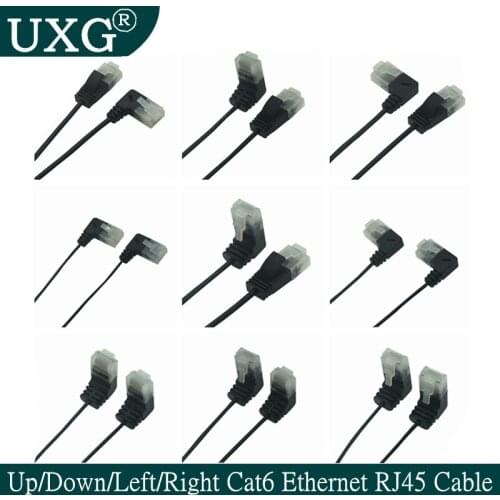 Superfine Ultra Slim Cat6 7 Ethernet Cable RJ45 Right Left Up Down 90 Degree Angle UTP Network Patch Cord Cat6a Lan Short Cable