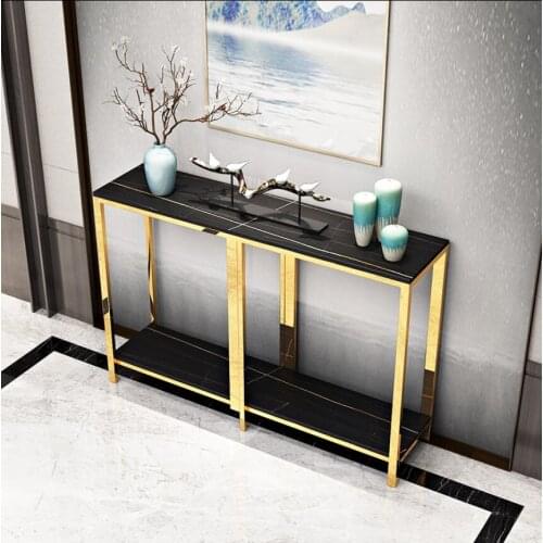 North Europe light luxury stainless steel marble porch table modern wall new Chinese style porch table