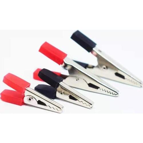 10 pieces of 50mm plastic handle test probes, metal alligator clip connector, socket plug for battery